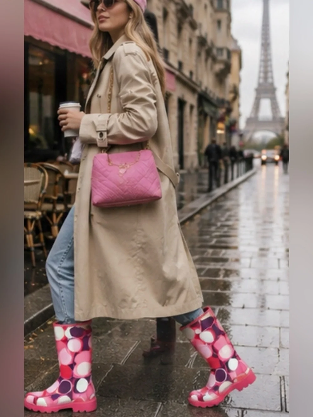 🔥COACH PINK LOGO Rubber Rain Boots Sz 7 FABULOUS! Price Firm